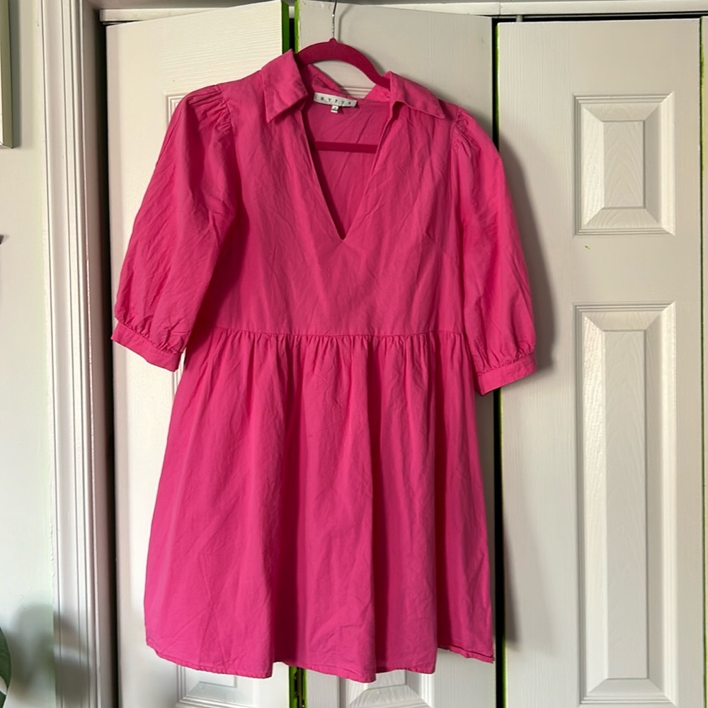 Pink sleeved mini dress